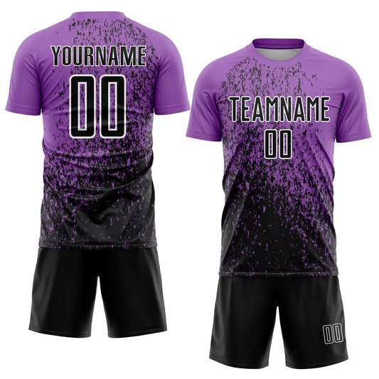 Custom Medium Purple Black-White Abstract Fragment Art Sublimation Soccer Uniform Jersey - Sky-Custom