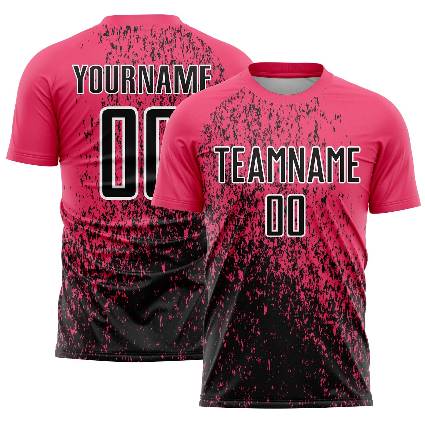 Custom Neon Pink Black-White Abstract Fragment Art Sublimation Soccer Uniform Jersey - Sky-Custom