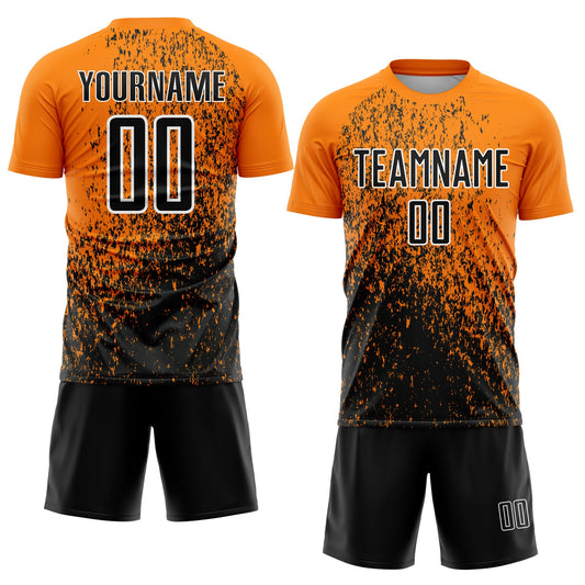 Custom Bay Orange Black-White Abstract Fragment Art Sublimation Soccer Uniform Jersey - Sky-Custom