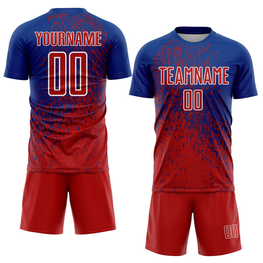Custom Royal Red-White Abstract Fragment Art Sublimation Soccer Uniform Jersey - Sky-Custom