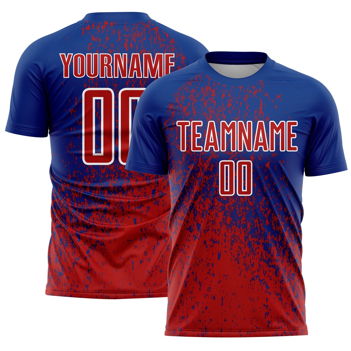 Custom Royal Red-White Abstract Fragment Art Sublimation Soccer Uniform Jersey - Sky-Custom