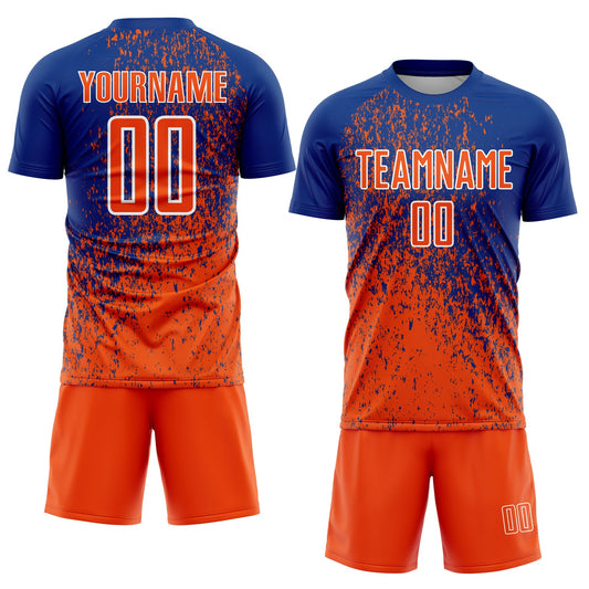 Custom Royal Orange-White Abstract Fragment Art Sublimation Soccer Uniform Jersey - Sky-Custom