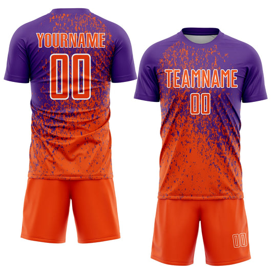 Custom Purple Orange-White Abstract Fragment Art Sublimation Soccer Uniform Jersey - Sky-Custom