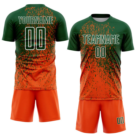 Custom Green Orange-White Abstract Fragment Art Sublimation Soccer Uniform Jersey - Sky-Custom