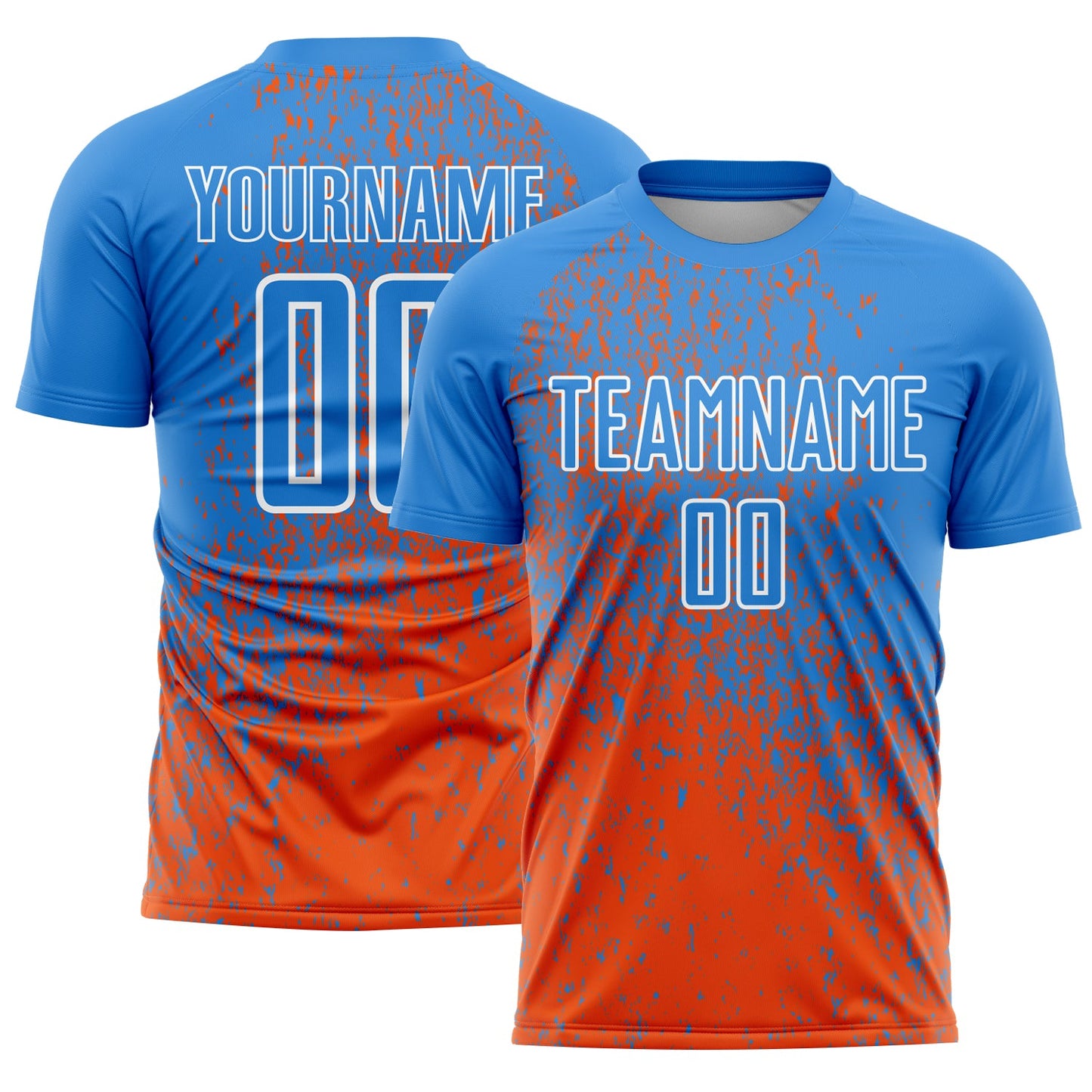 Custom Powder Blue Orange-White Abstract Fragment Art Sublimation Soccer Uniform Jersey - Sky-Custom