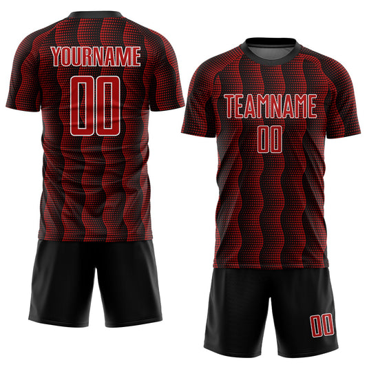 Custom Black Red-White Geometric Shape Sublimation Soccer Uniform Jersey - Sky-Custom