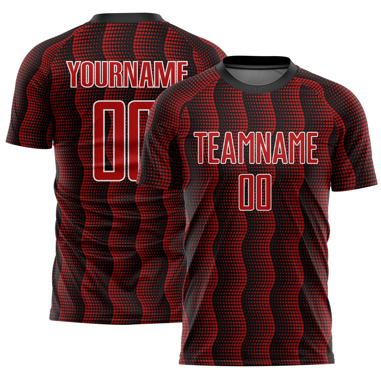 Custom Black Red-White Geometric Shape Sublimation Soccer Uniform Jersey - Sky-Custom
