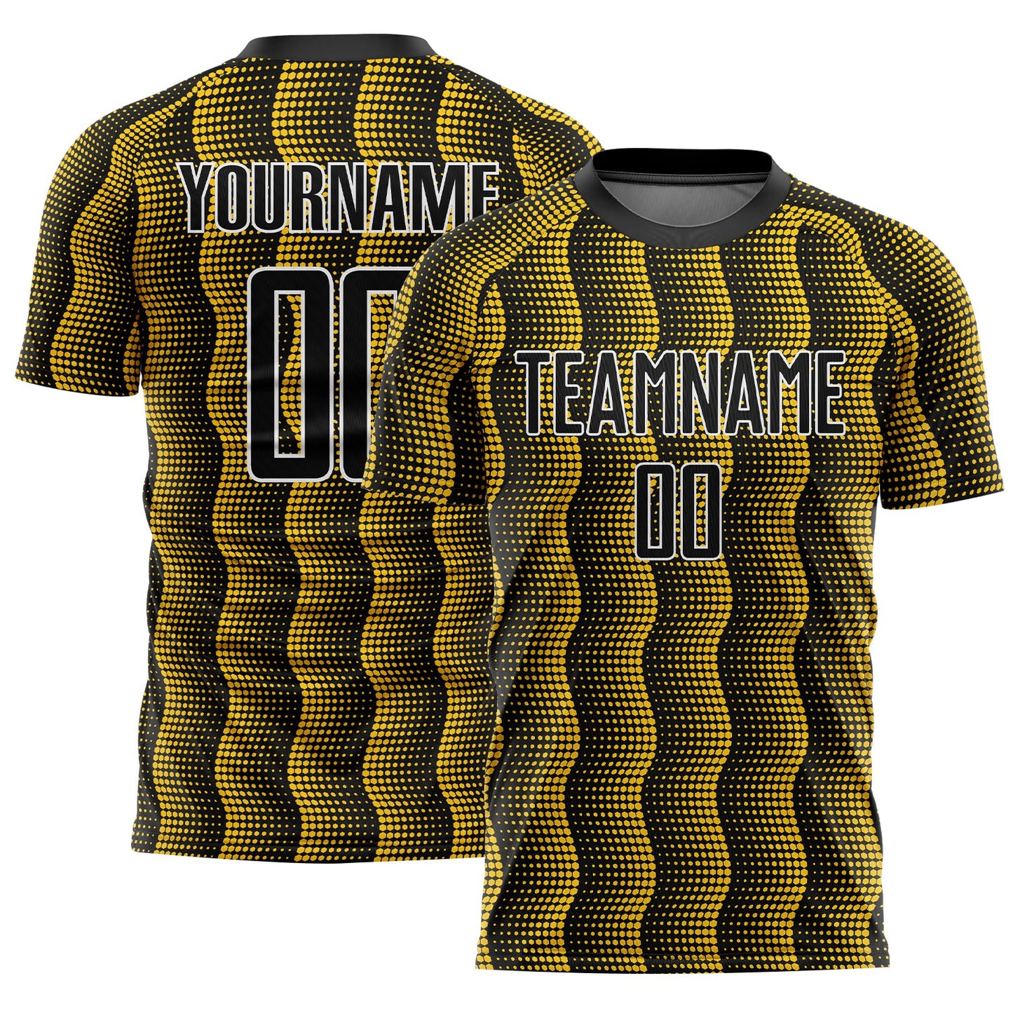 Custom Black Yellow-White Geometric Shape Sublimation Soccer Uniform Jersey - Sky-Custom