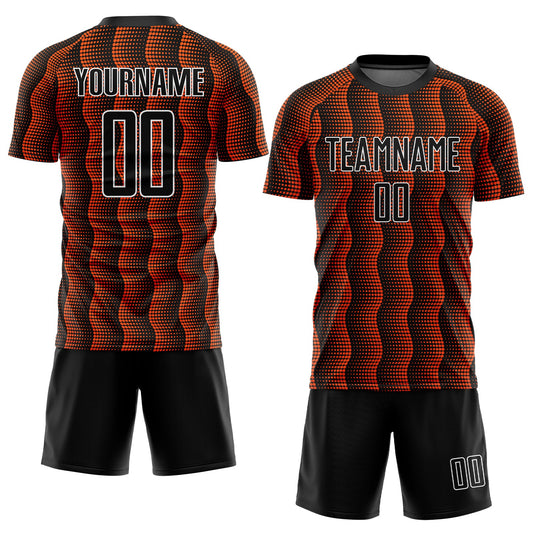 Custom Black Orange-White Geometric Shape Sublimation Soccer Uniform Jersey - Sky-Custom