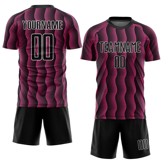 Custom Black Pink-White Geometric Shape Sublimation Soccer Uniform Jersey - Sky-Custom