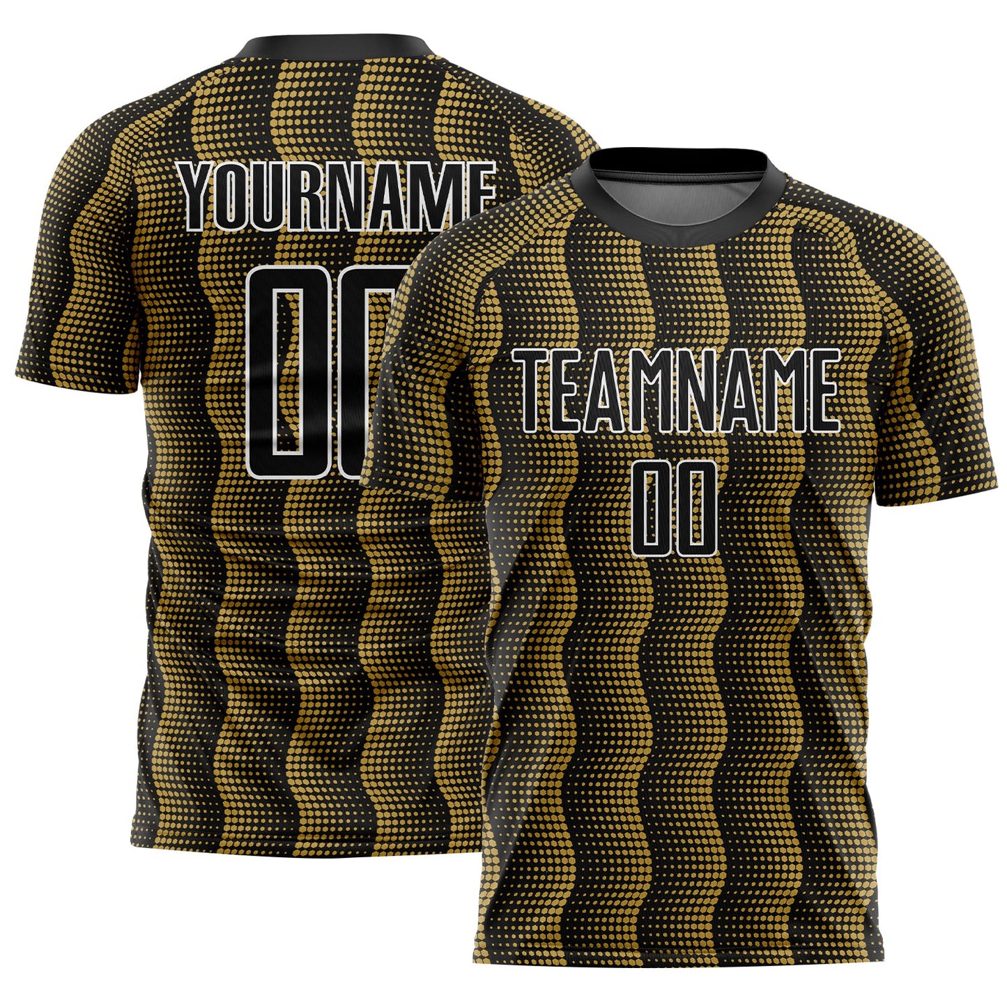 Custom Black Old Gold-White Geometric Shape Sublimation Soccer Uniform Jersey - Sky-Custom