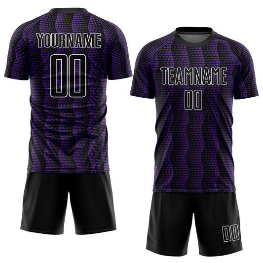 Custom Black Purple-White Geometric Shape Sublimation Soccer Uniform Jersey - Sky-Custom