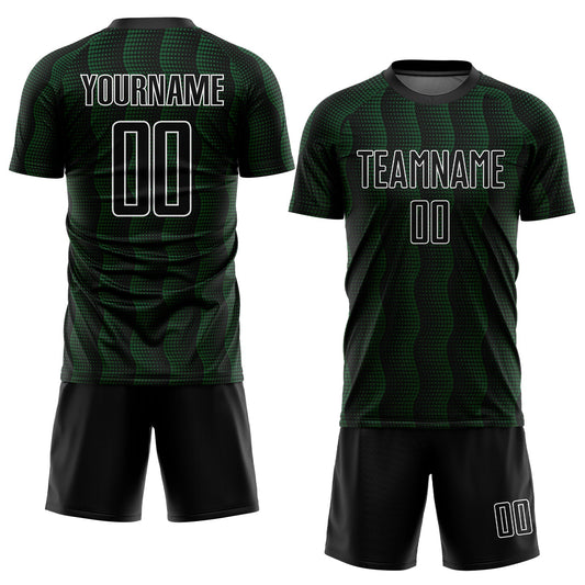 Custom Black Green-White Geometric Shape Sublimation Soccer Uniform Jersey - Sky-Custom