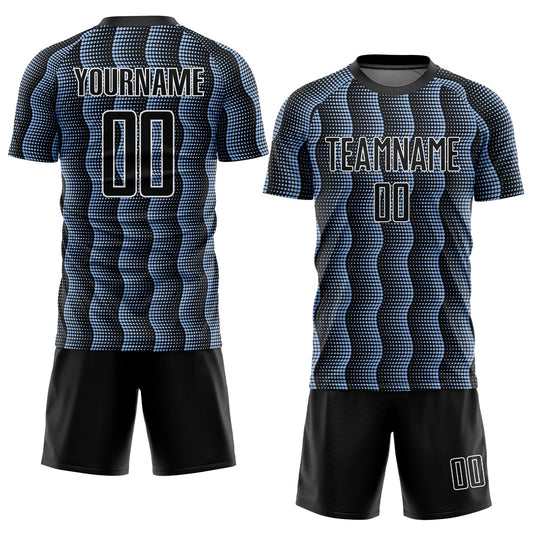 Custom Black Light Blue-White Geometric Shape Sublimation Soccer Uniform Jersey - Sky-Custom