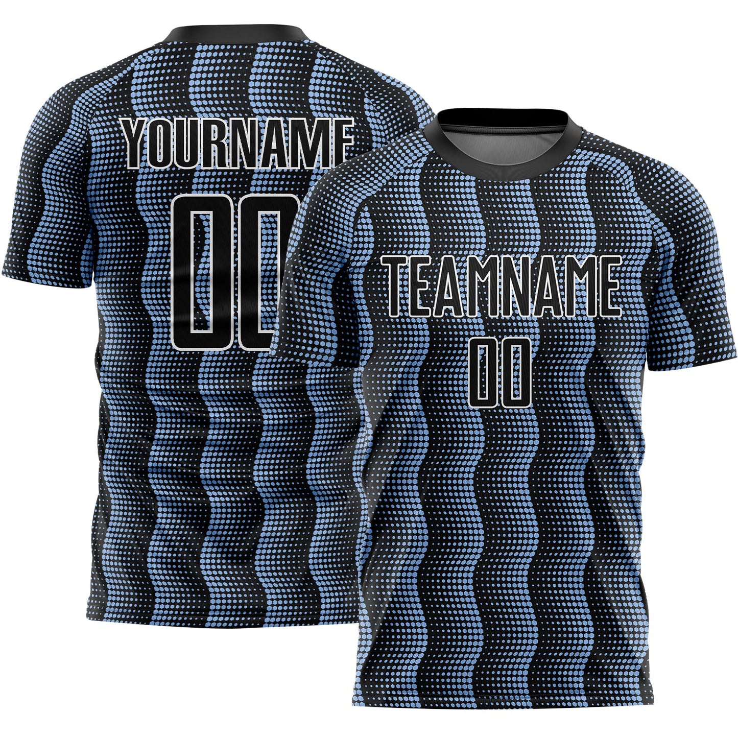 Custom Black Light Blue-White Geometric Shape Sublimation Soccer Uniform Jersey - Sky-Custom