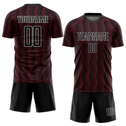 Custom Black Crimson-White Geometric Shape Sublimation Soccer Uniform Jersey - Sky-Custom