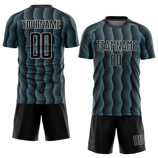 Custom Black Shadow Blue-White Geometric Shape Sublimation Soccer Uniform Jersey - Sky-Custom
