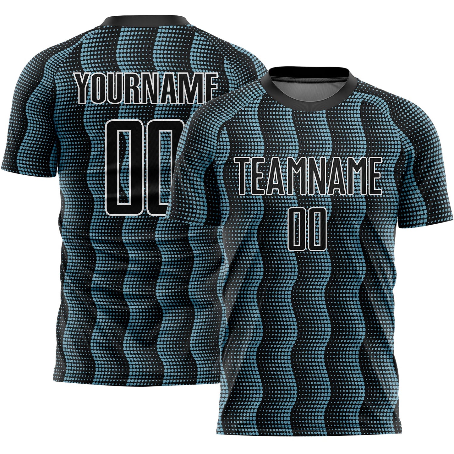 Custom Black Shadow Blue-White Geometric Shape Sublimation Soccer Uniform Jersey - Sky-Custom