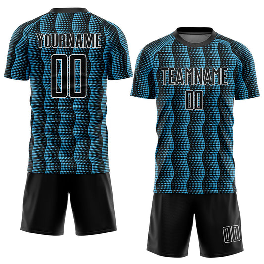 Custom Black Sky Blue-White Geometric Shape Sublimation Soccer Uniform Jersey - Sky-Custom