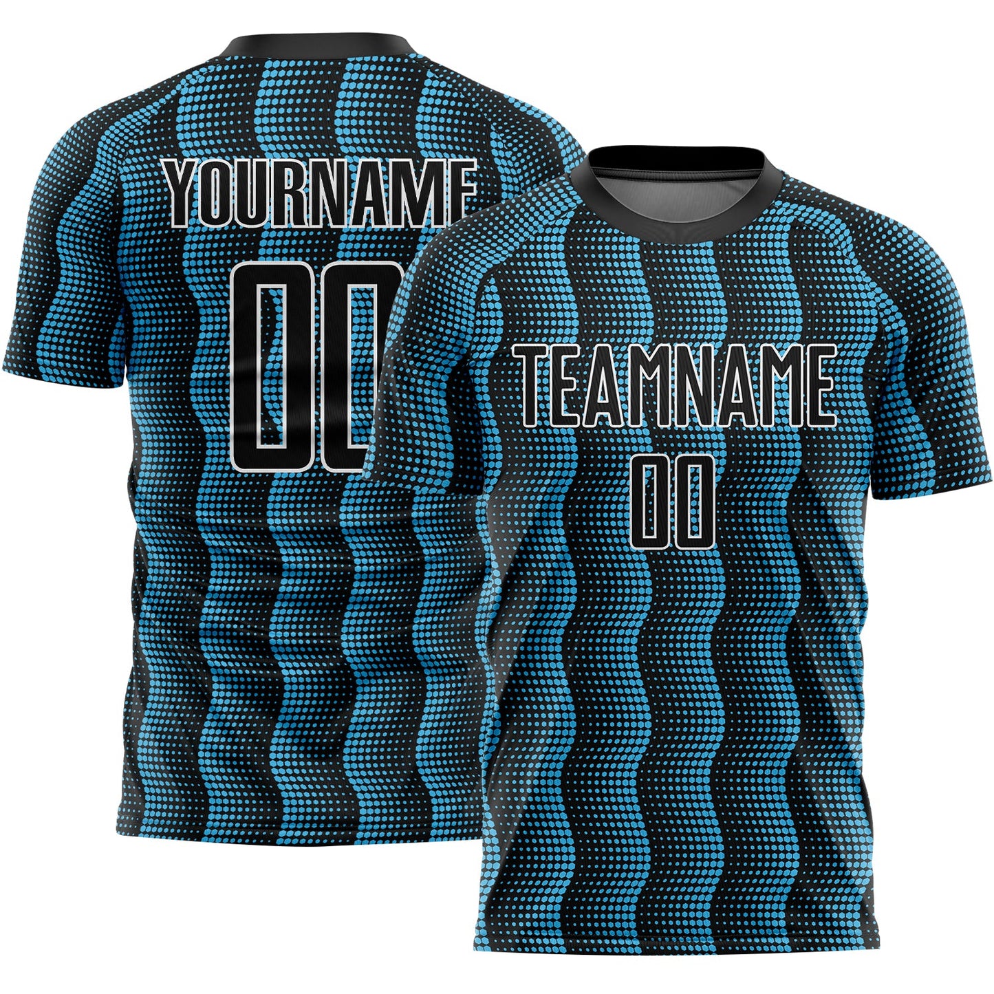 Custom Black Sky Blue-White Geometric Shape Sublimation Soccer Uniform Jersey - Sky-Custom