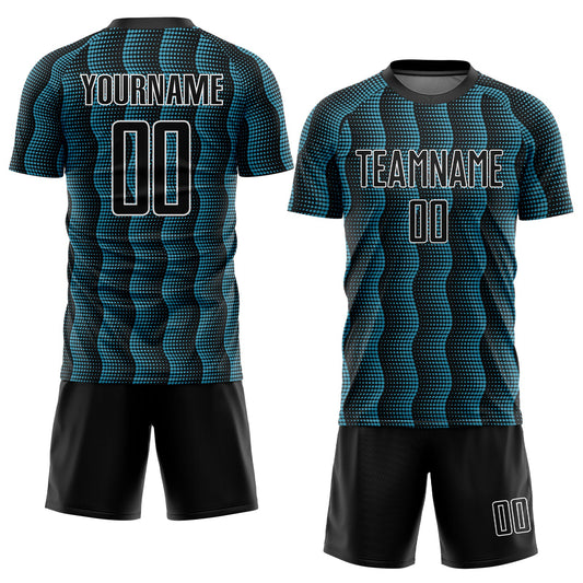 Custom Black Panther Blue-White Geometric Shape Sublimation Soccer Uniform Jersey - Sky-Custom