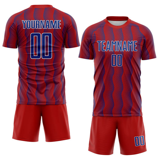 Custom Red Royal-White Geometric Shape Sublimation Soccer Uniform Jersey - Sky-Custom