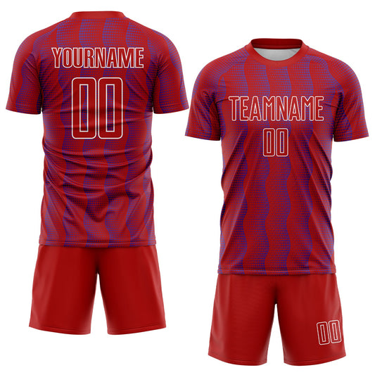 Custom Red Purple-White Geometric Shape Sublimation Soccer Uniform Jersey - Sky-Custom