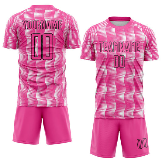 Custom Pink Black-White Geometric Shape Sublimation Soccer Uniform Jersey - Sky-Custom