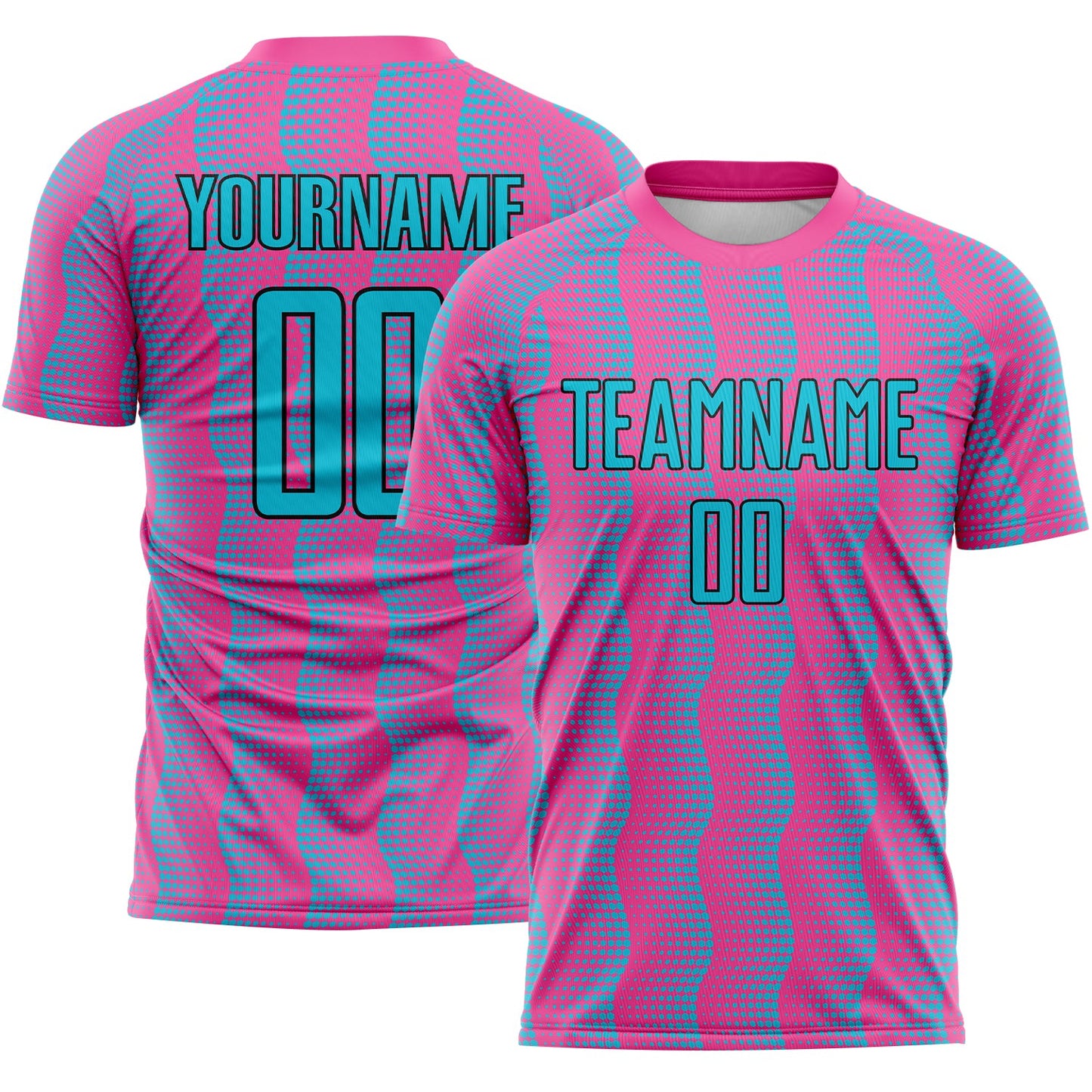 Custom Pink Lakes Blue-Black Geometric Shape Sublimation Soccer Uniform Jersey - Sky-Custom