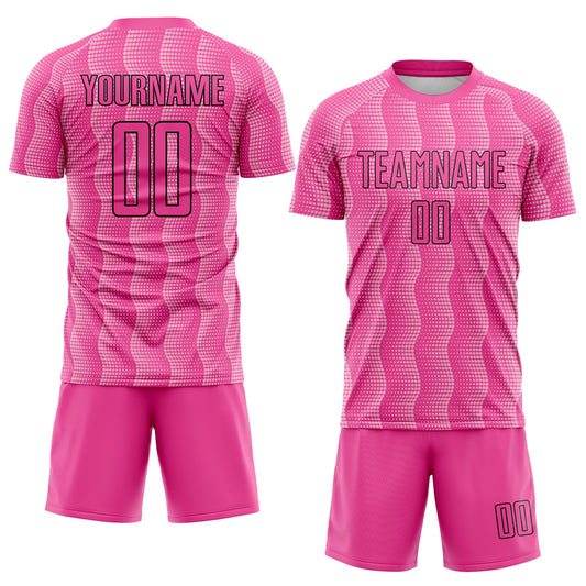 Custom Pink Light Pink-Black Geometric Shape Sublimation Soccer Uniform Jersey - Sky-Custom