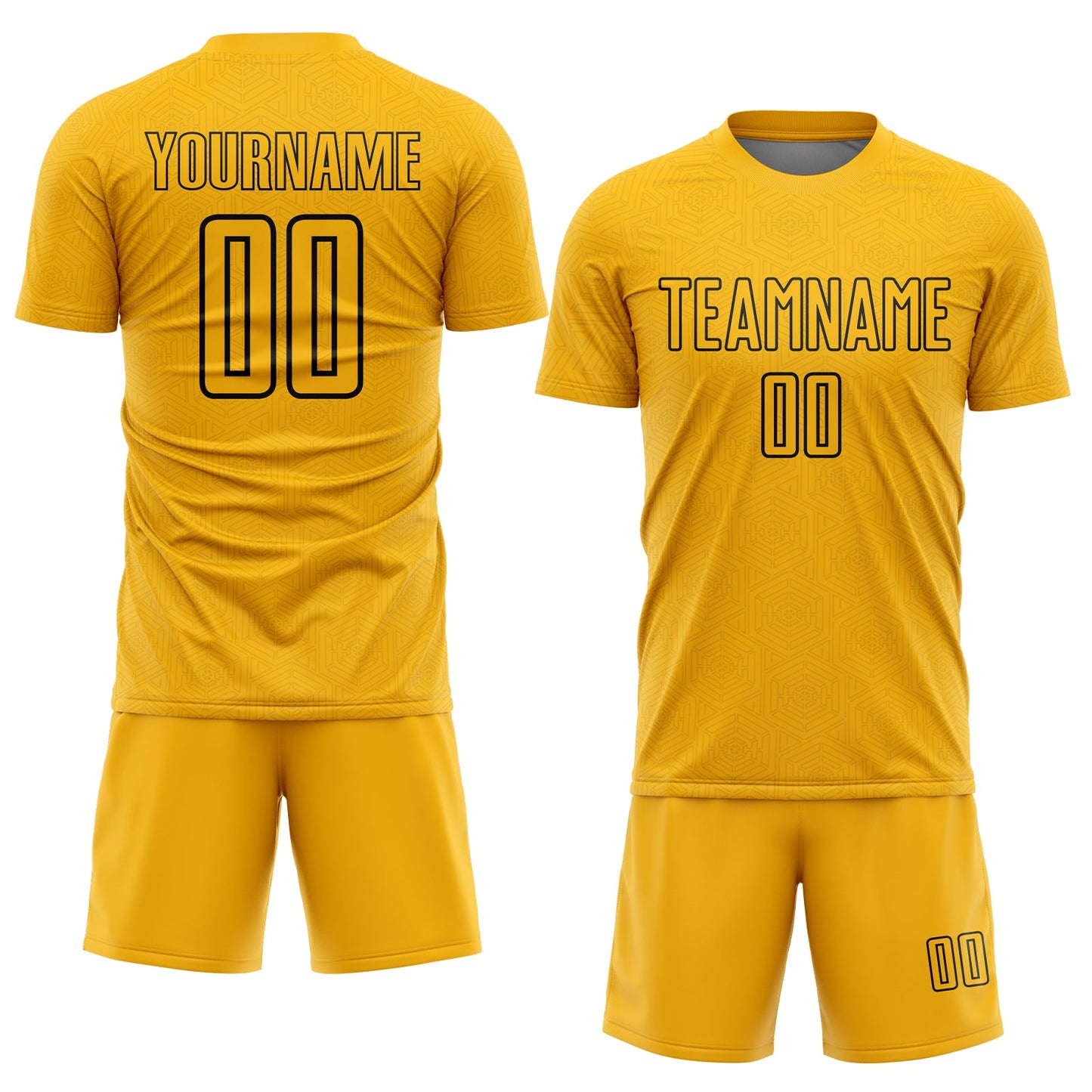Custom Gold Black Geometric Shape Sublimation Soccer Uniform Jersey - Sky-Custom