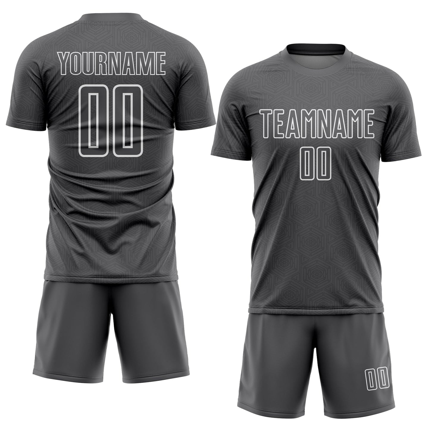 Custom Steel Gray White Geometric Shape Sublimation Soccer Uniform Jersey - Sky-Custom
