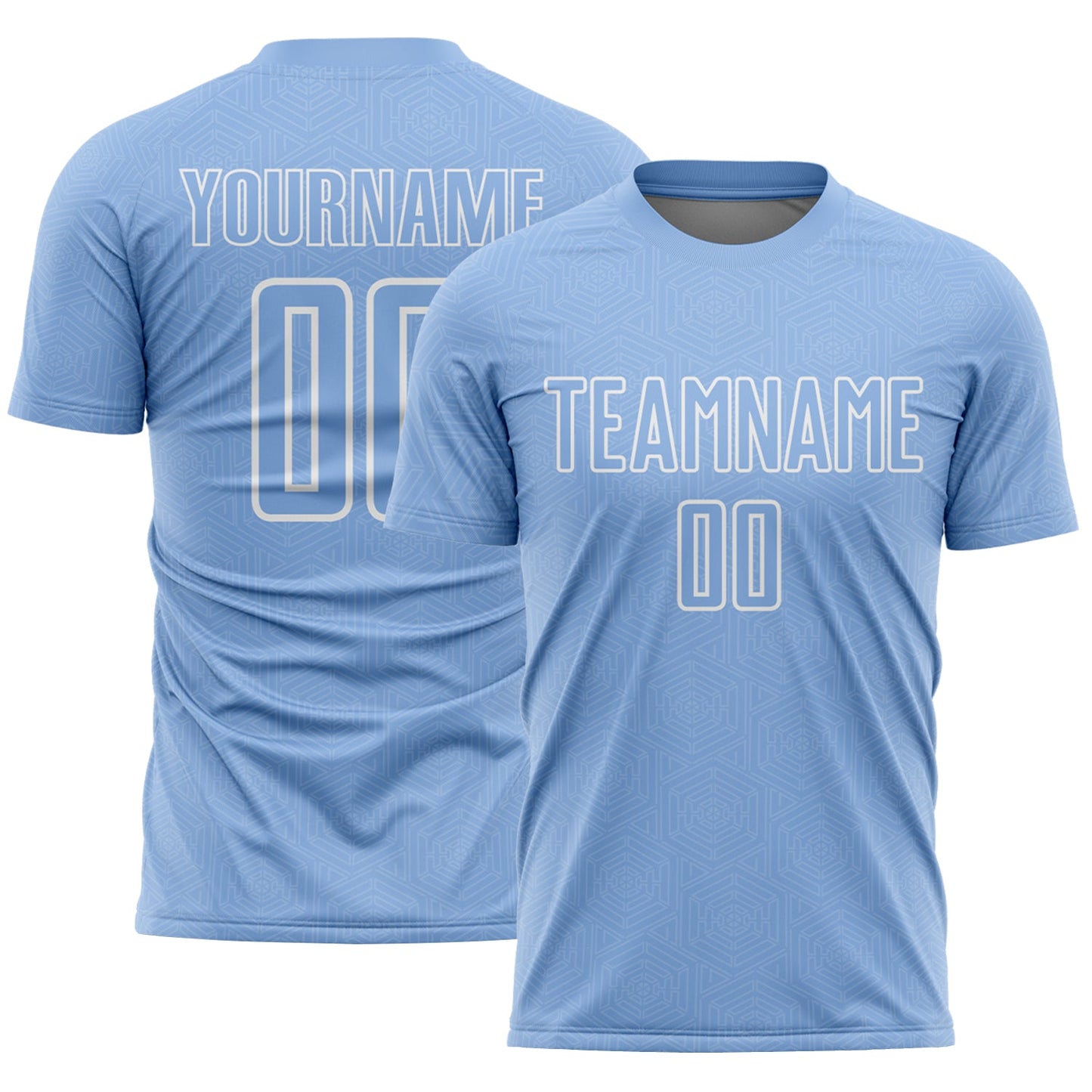 Custom Light Blue White Geometric Shape Sublimation Soccer Uniform Jersey - Sky-Custom