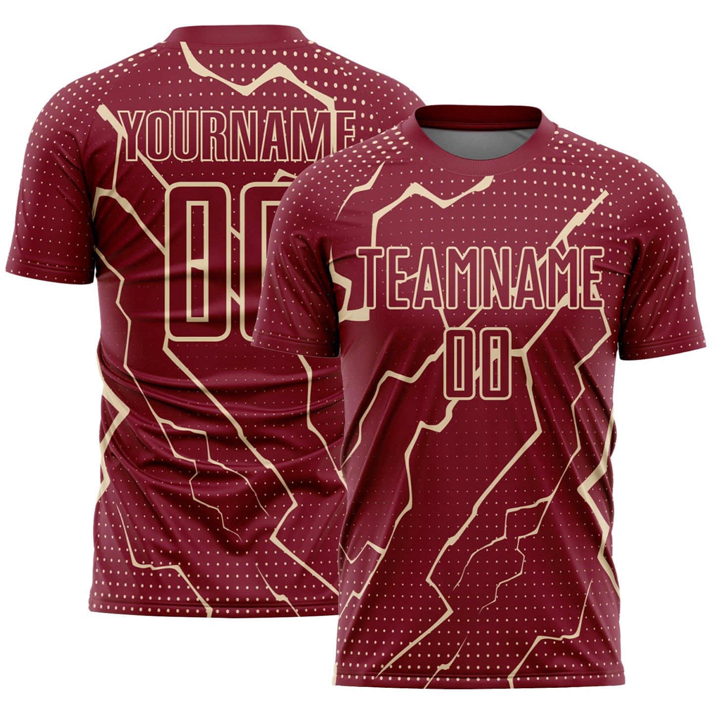 Custom Crimson City Cream Lightning Sublimation Soccer Uniform Jersey - Sky-Custom