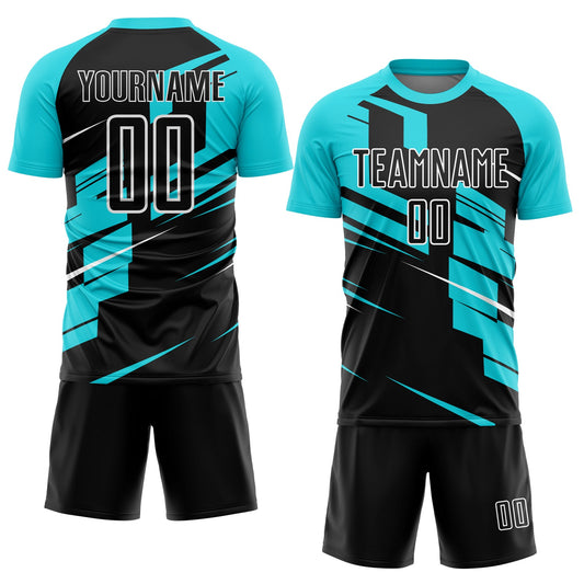 Custom Black Lakes Blue-White Line Sublimation Soccer Uniform Jersey - Sky-Custom