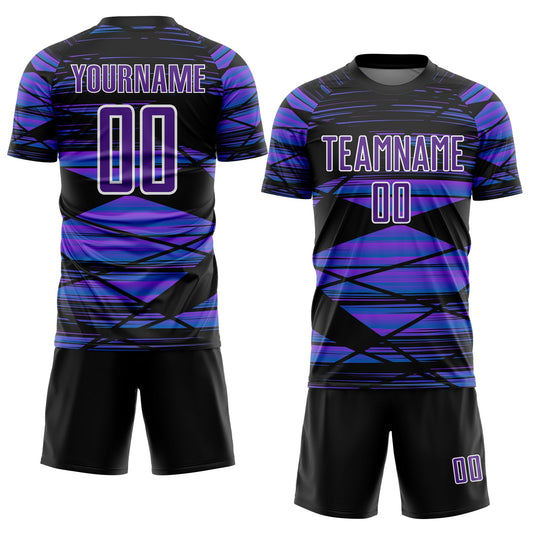 Custom Black Purple-White Line Sublimation Soccer Uniform Jersey - Sky-Custom