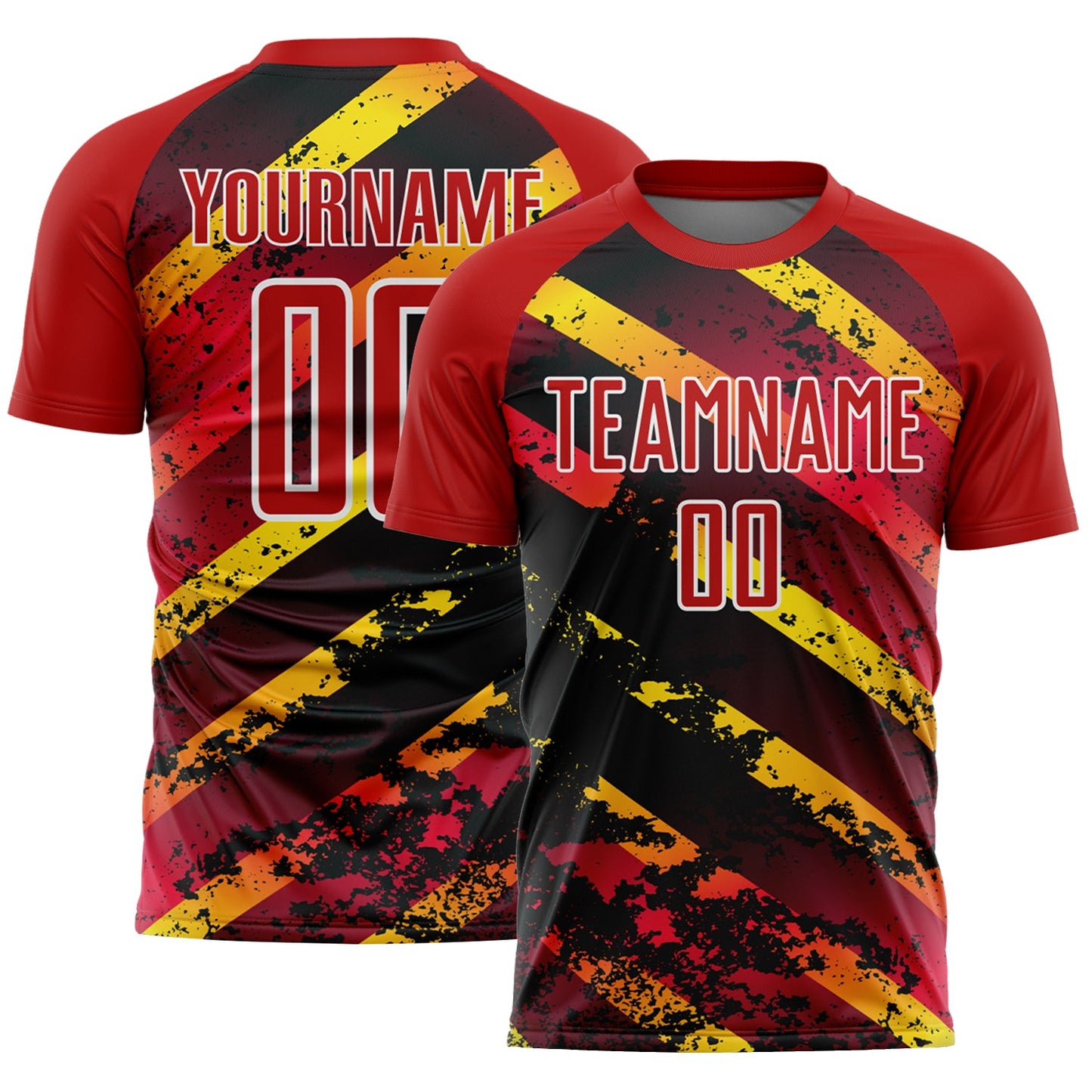 Custom Red Gold-Black Splash Sublimation Soccer Uniform Jersey - Sky-Custom