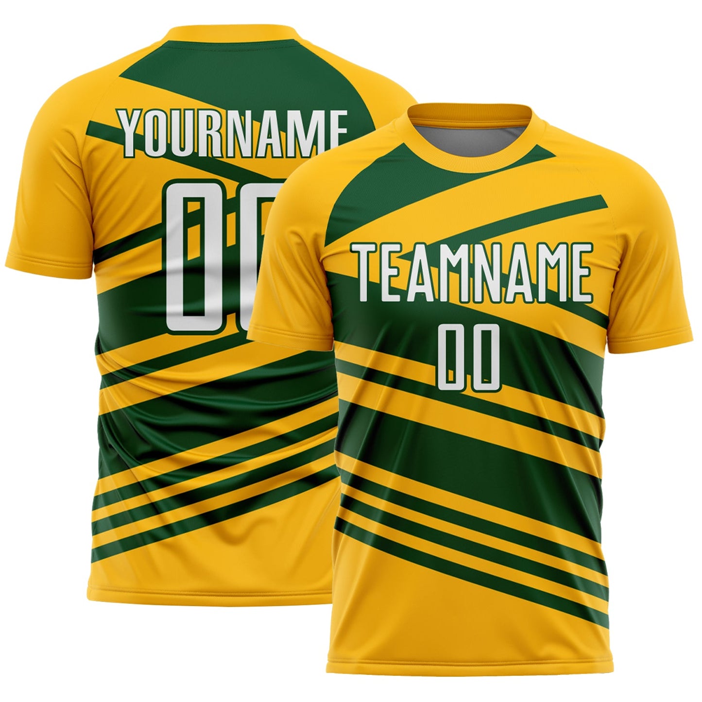 Custom Gold White-Green Line Sublimation Soccer Uniform Jersey - Sky-Custom