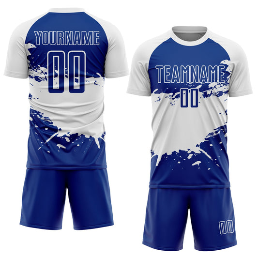 Custom Royal White Splash Sublimation Soccer Uniform Jersey - Sky-Custom