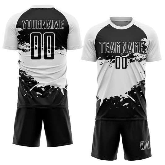 Custom Black White Splash Sublimation Soccer Uniform Jersey - Sky-Custom