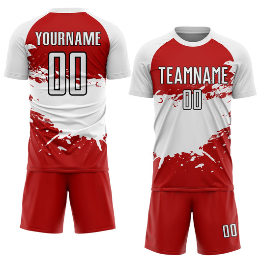 Custom Red White-Black Splash Sublimation Soccer Uniform Jersey - Sky-Custom