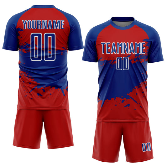 Custom Red Royal-White Splash Sublimation Soccer Uniform Jersey - Sky-Custom