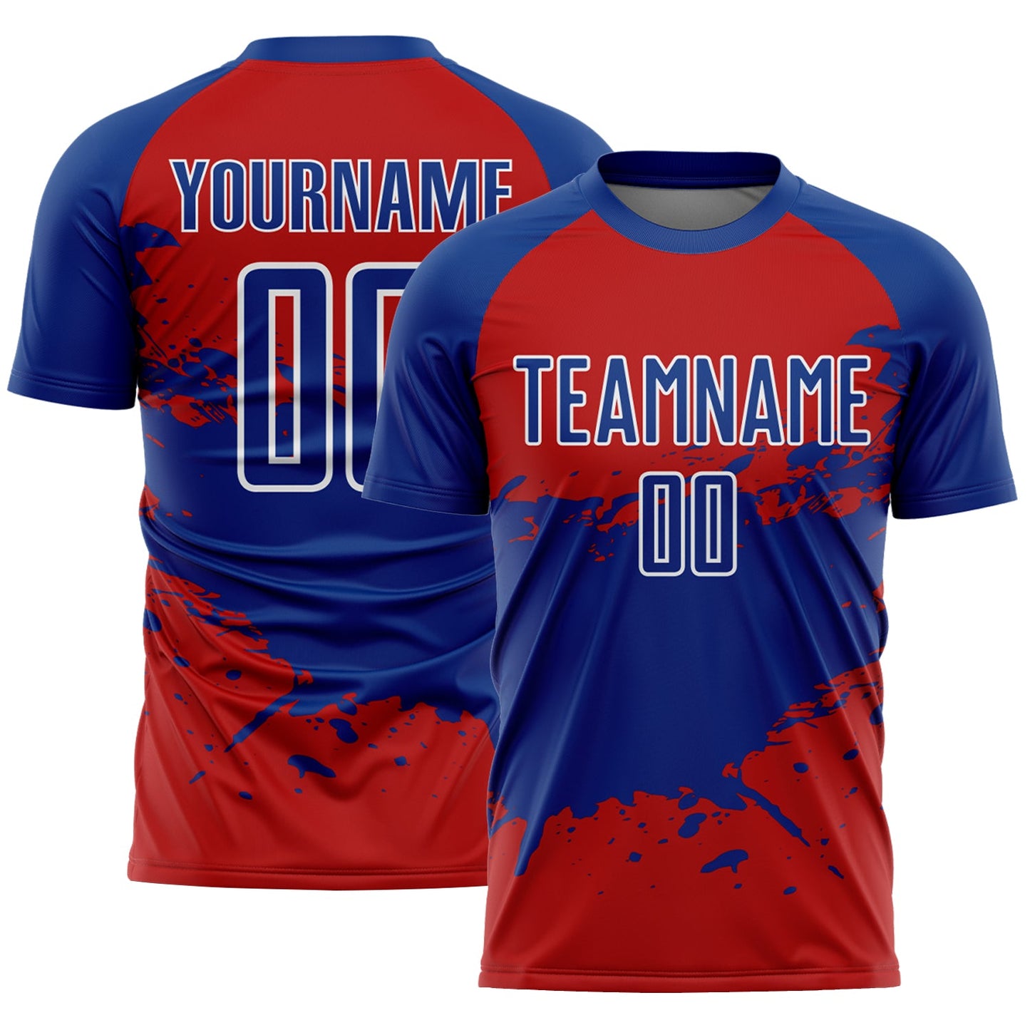 Custom Red Royal-White Splash Sublimation Soccer Uniform Jersey - Sky-Custom