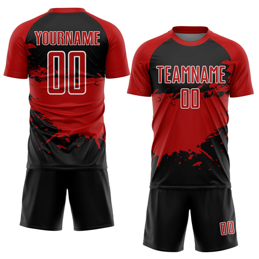 Custom Black Red-White Splash Sublimation Soccer Uniform Jersey - Sky-Custom