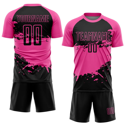 Custom Black Pink-White Splash Sublimation Soccer Uniform Jersey - Sky-Custom