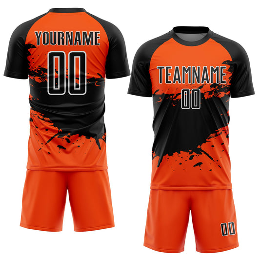 Custom Orange Black-White Splash Sublimation Soccer Uniform Jersey - Sky-Custom