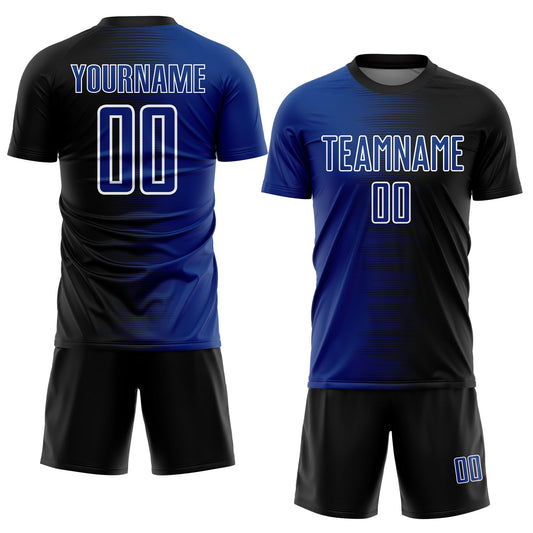 Custom Black Royal-White Gradient Line Sublimation Soccer Uniform Jersey - Sky-Custom
