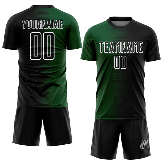 Custom Black Green-White Gradient Line Sublimation Soccer Uniform Jersey - Sky-Custom