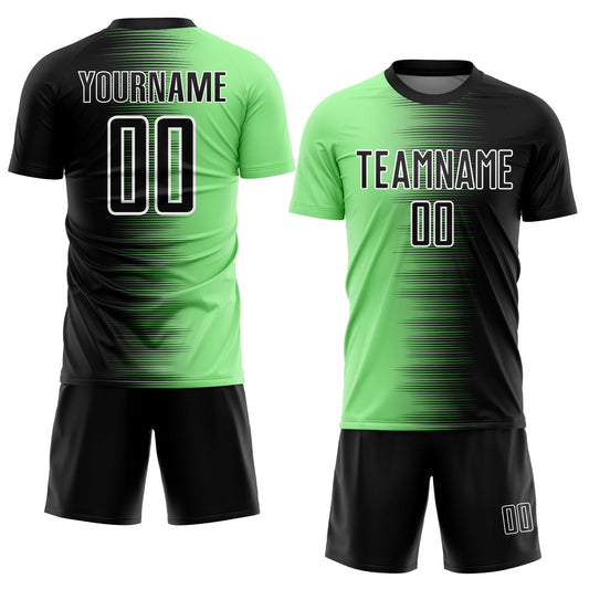 Custom Black Pea Green-White Gradient Line Sublimation Soccer Uniform Jersey - Sky-Custom