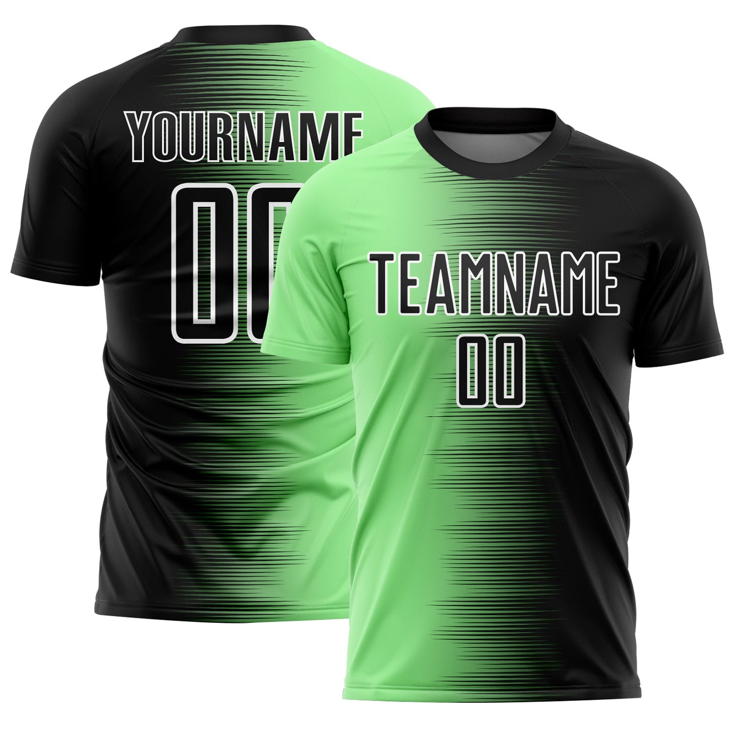 Custom Black Pea Green-White Gradient Line Sublimation Soccer Uniform Jersey - Sky-Custom